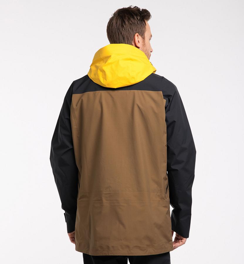 Haglöfs Mens Vassi GTX Pro Ski Jacket Brown/Yellow New Zealand 18726ABZI